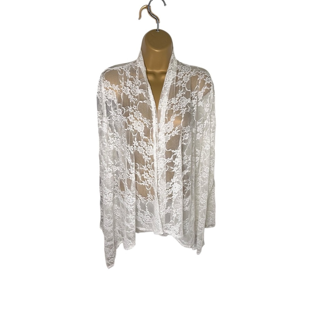Vintage Y2K Rock Candy Duster Lace Cardigan White L